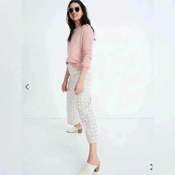 Madewell 27 Emmett Wide Leg Crop Pants in Rainbow Windowpane EUC - Picture 2 of 12